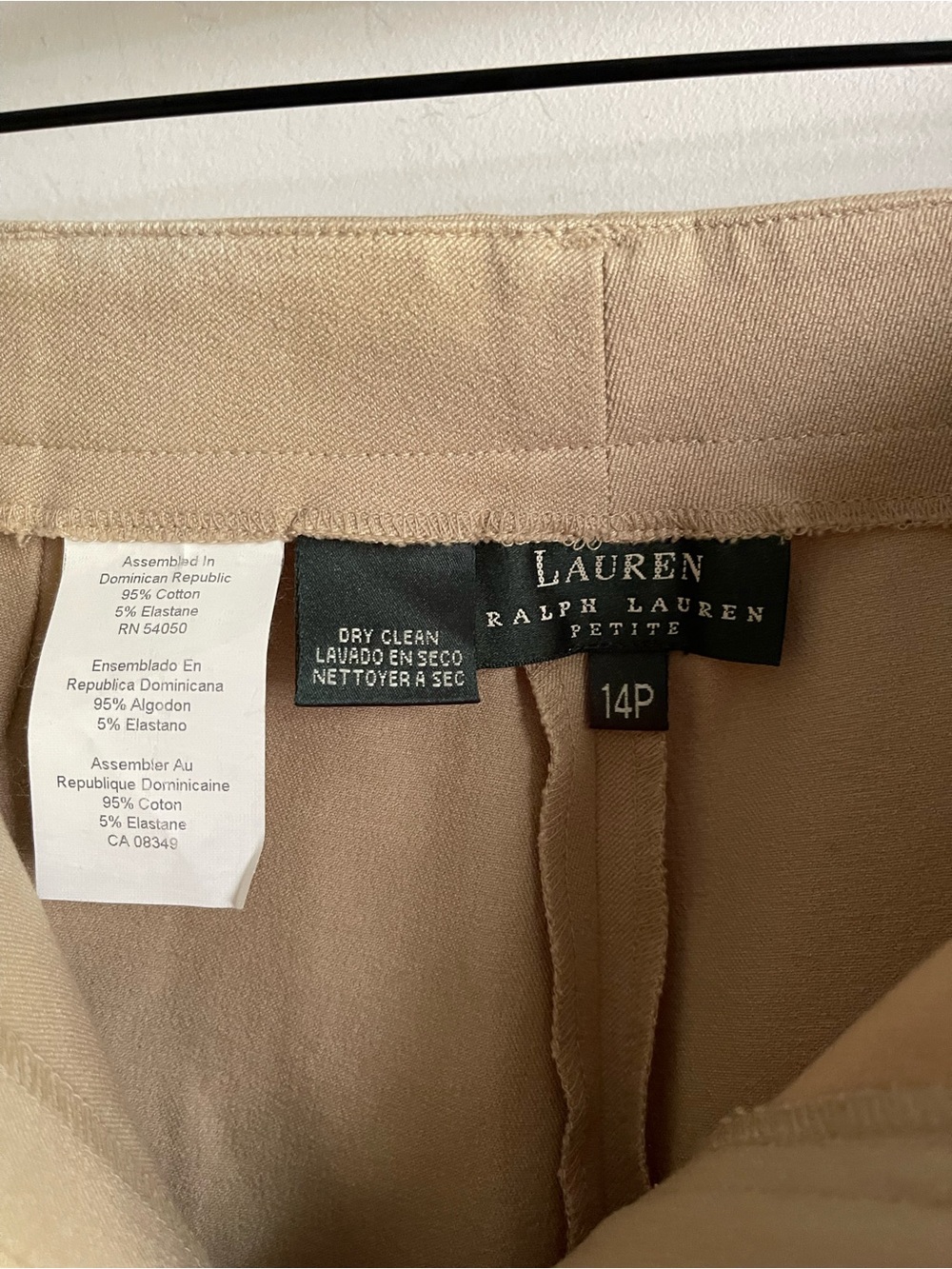 NWT Lauren Ralph Lauren Petite 14P Pebble Beige Chino Trousers Straight Leg - Picture 2 of 10